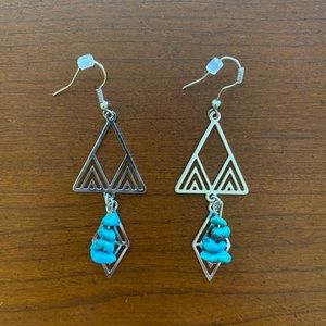 Abstract Turquoise and Silver Earrings